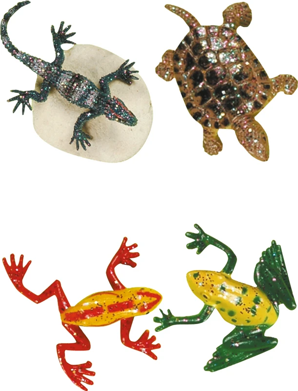 Glitzertiere Packung 96 Stück (Frösche, Schildkröten, Salamander