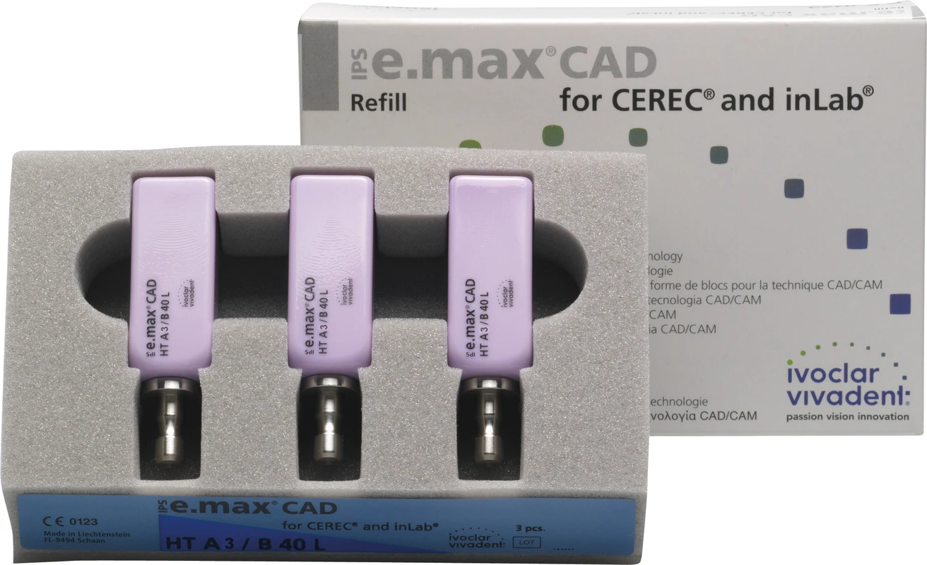 IPS e.max CAD Veneering Solutions for CEREC/inLab Packung 3 Stück Gr. B40 L, A3 HT