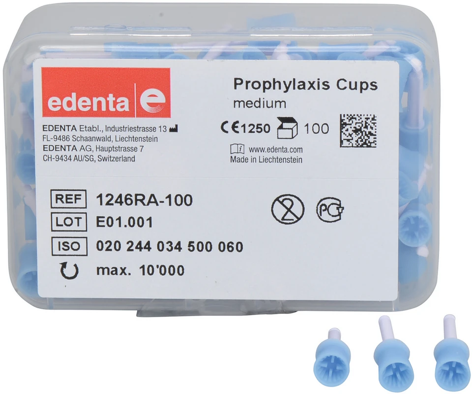 Prophylaxis Cups Packung 100 Stück rosa soft, RA, Figur 034, 9 mm, ISO 060