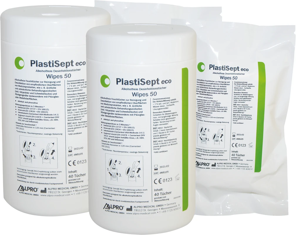 PlastiSept eco Wipes 50 StarterSet 2 Spenderboxen leer, 2 Nachfüllbeutel