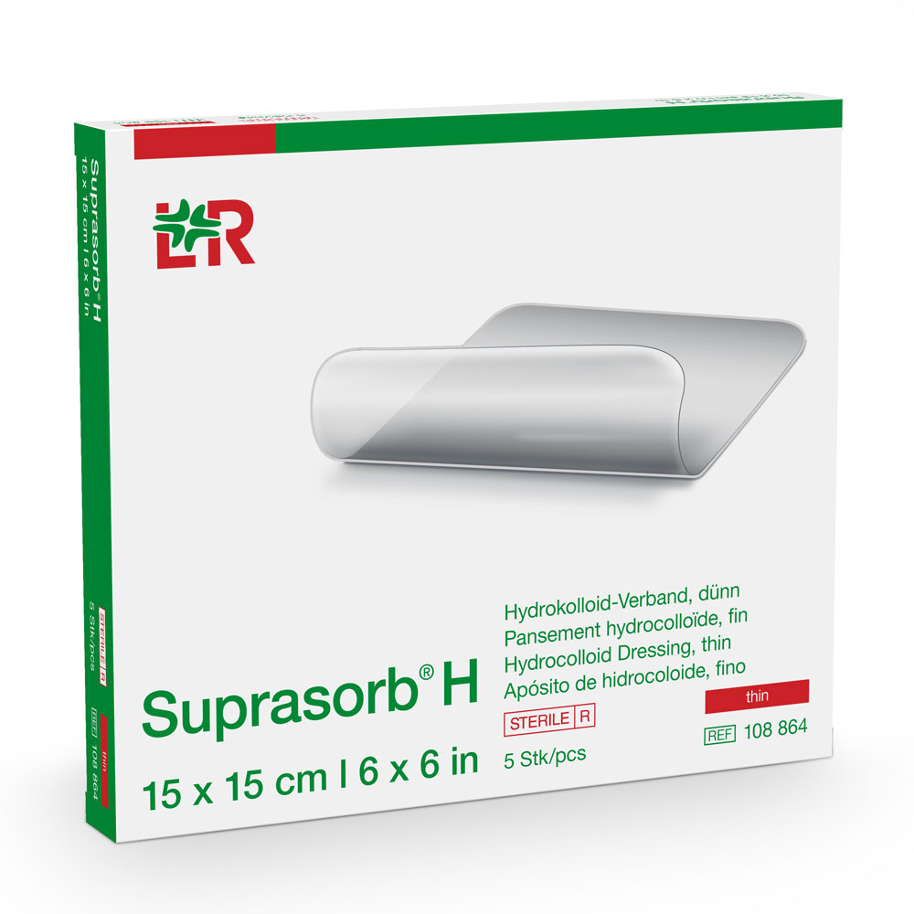 L&R Suprasorb H Hydrokolloid-Verband Dünn 15×15 cm (5 Stk.)