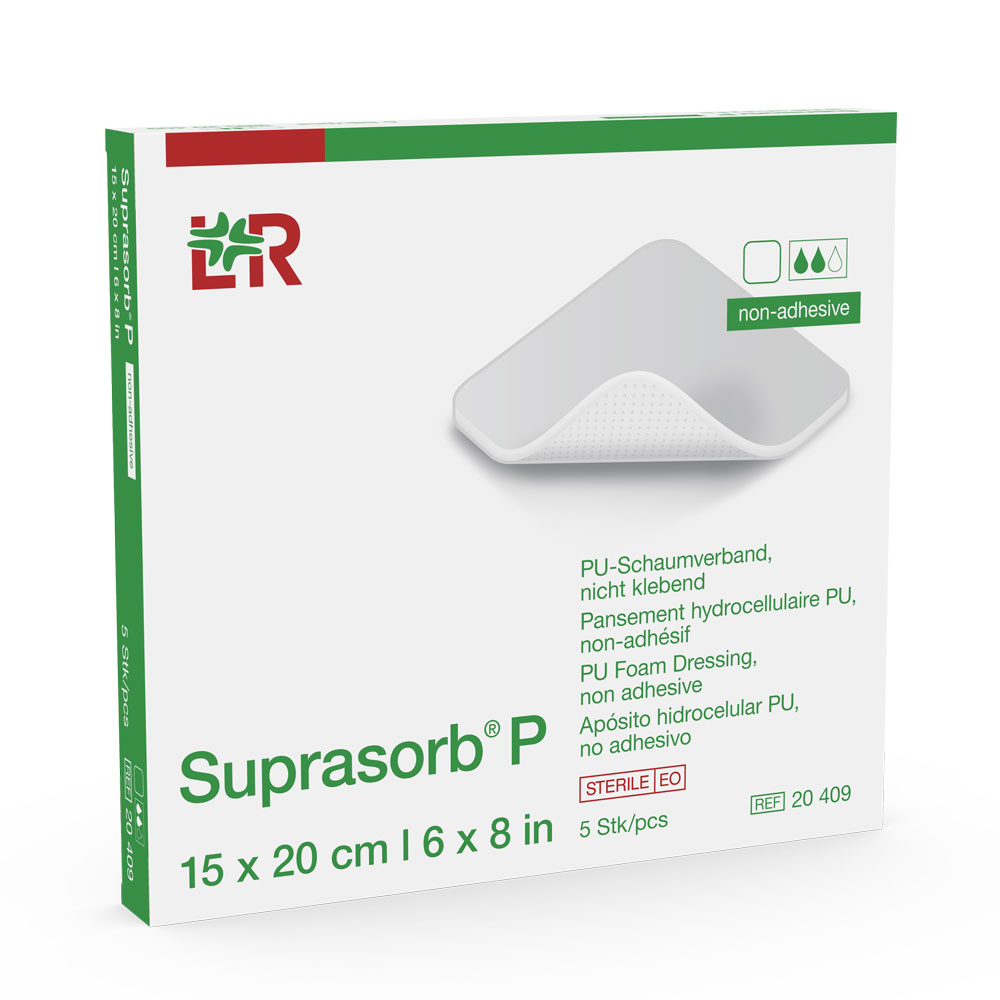 L&R Suprasorb P Polyurethan-Schaumverband 15 x 20 cm (5 Stk.)