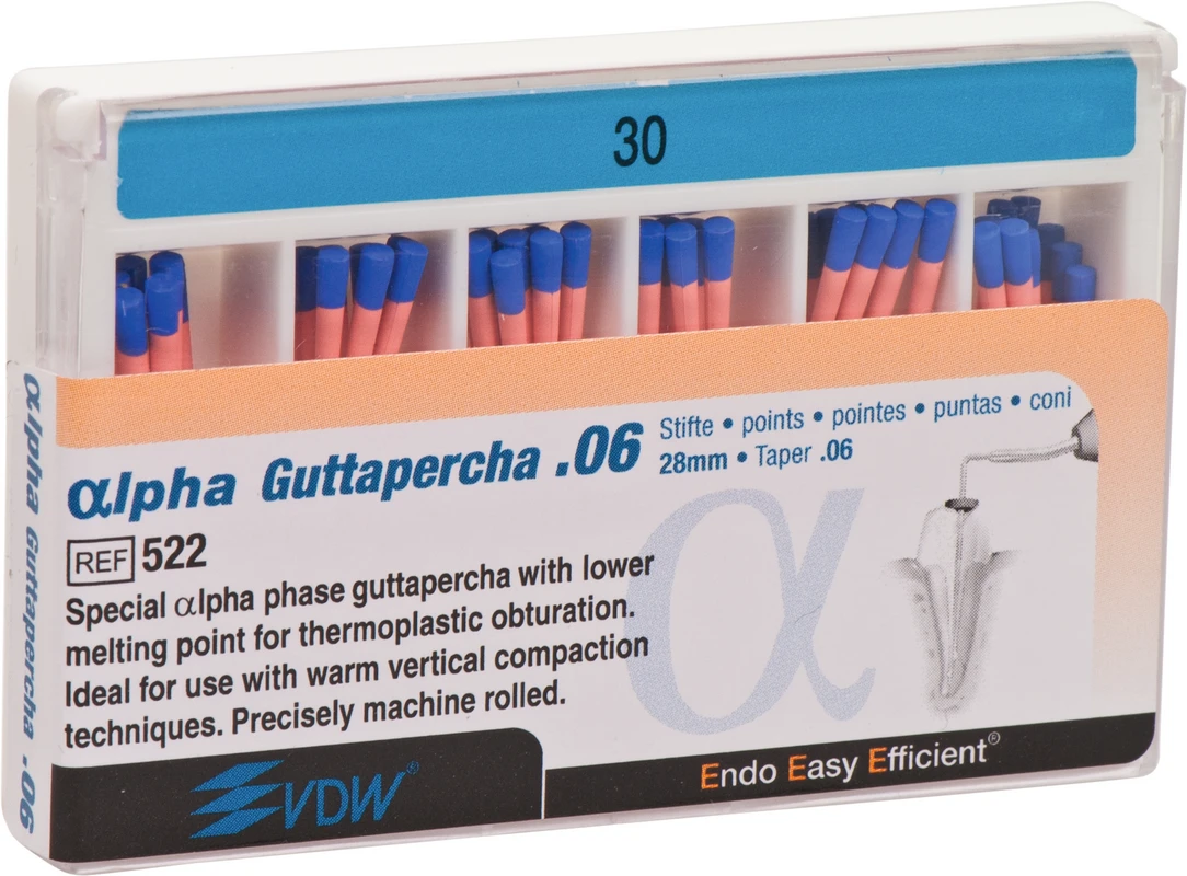 αlpha Guttapercha Packung 60 Stück 28 mm, Taper.06 ISO 030