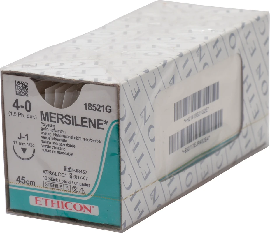 MERSILENE Packung 12 Stück grün, 45 cm, J1, USP 4-0, Stärke 1,5