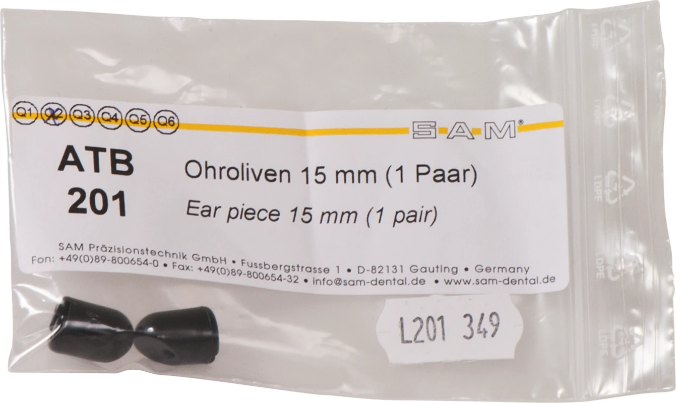 Ohroliven Packung 2 Stück schwarz, alte Ausführung, 15 mm, für ATB