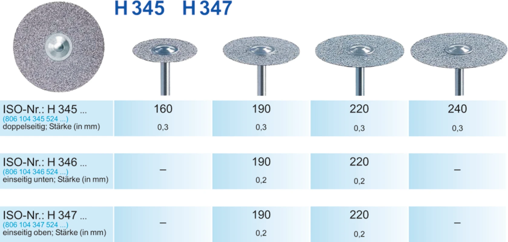 DIAFLEX® 345 Stück doppelseitig, flexibel, HP, Figur 345, 0,3 mm, ISO 190