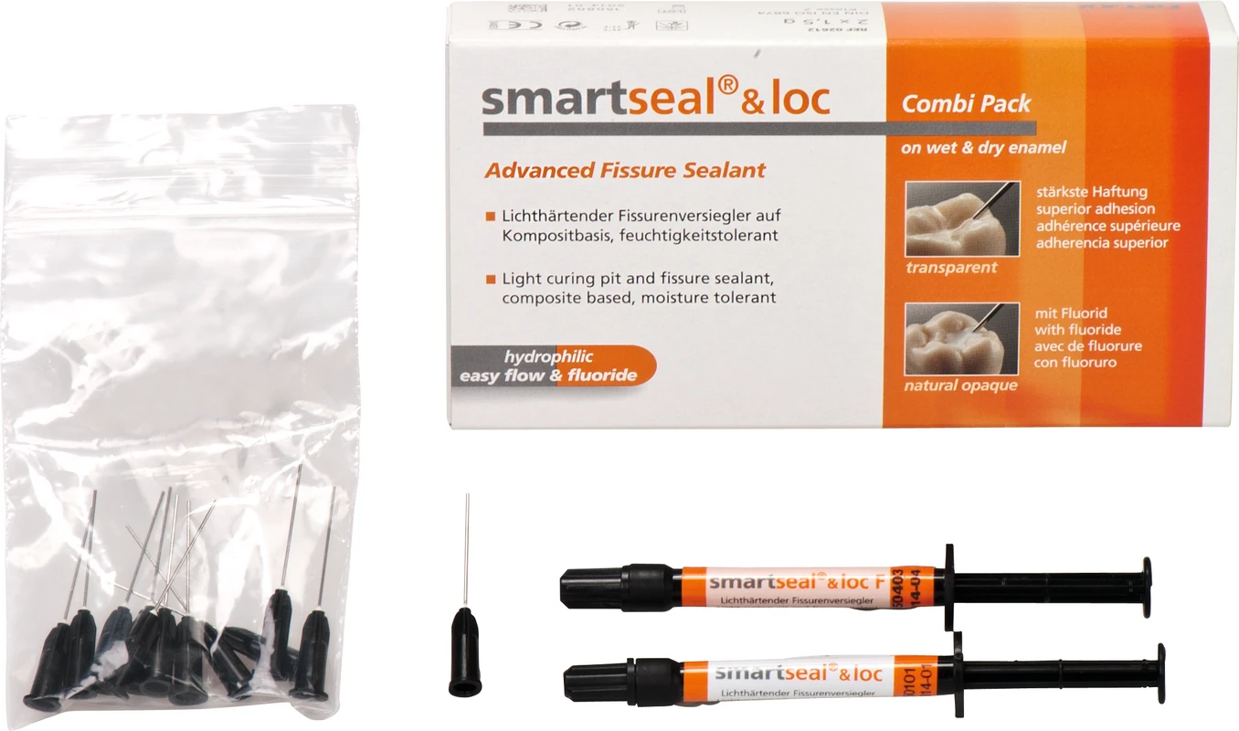 smartseal® & loc / F Combipackung 2 x 1,5 g Spritze, 12 Nadeln schwarz