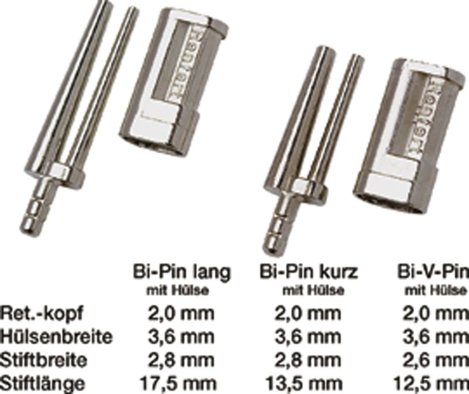 Bi-Pin kurz/lang Packung 100 Stück mit Hülse kurz