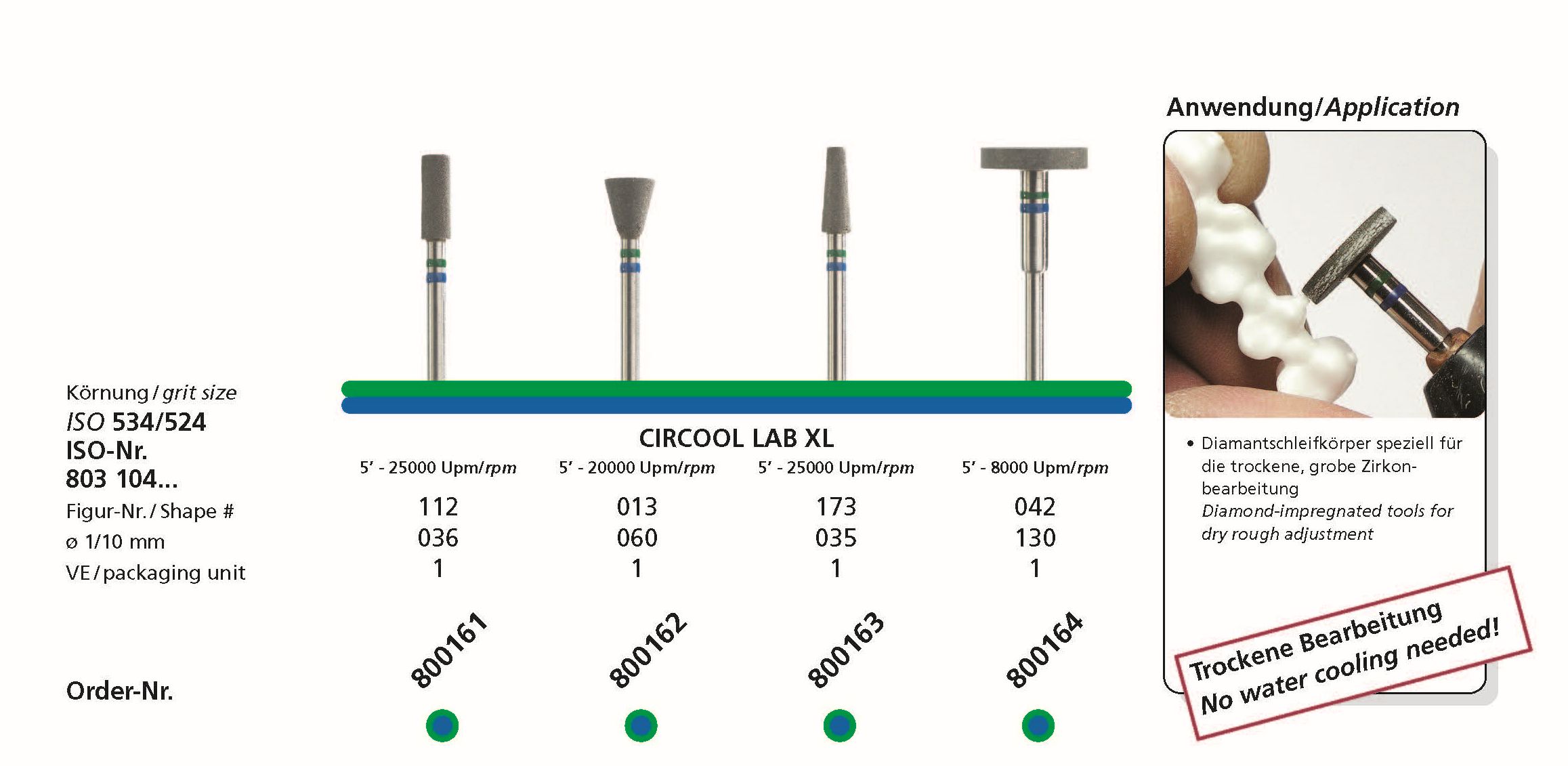 Zirkonbearbeitung CIRCOOL LAB XL Diamantschleifkörper speziell für Zirkon