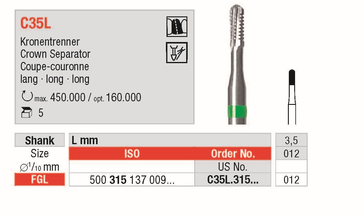 Kronentrenner C35L für Metall- und Goldkronen