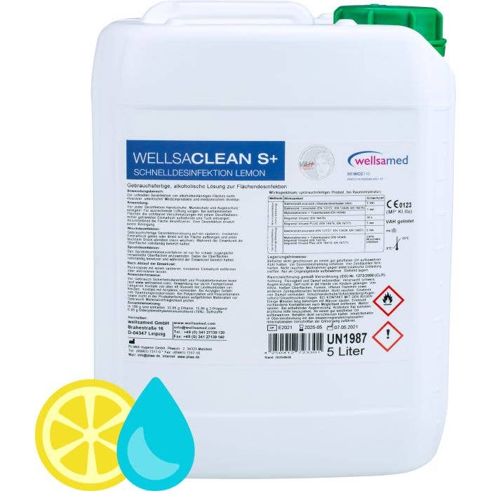 wellsaclean S+ Schnelldesinfektion, 5 Liter