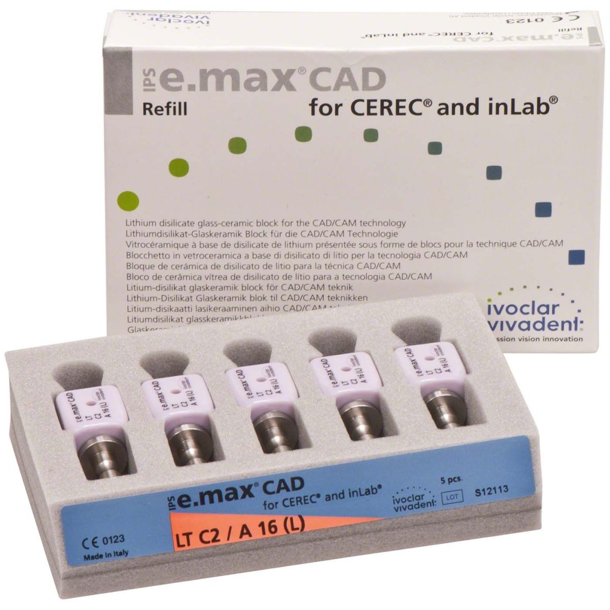 IPS e.max CAD Abutment für Cerec / inLab, LT C2, A 16 (L), Packung à 5 Stück