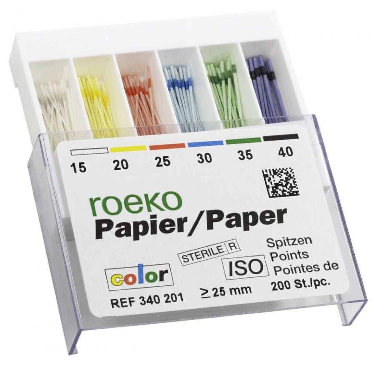 Roeko Papierspitzen ISO color ≥ 25 mm | Papierspitzen Color, weiß ISO 045, Packung 300 Stück