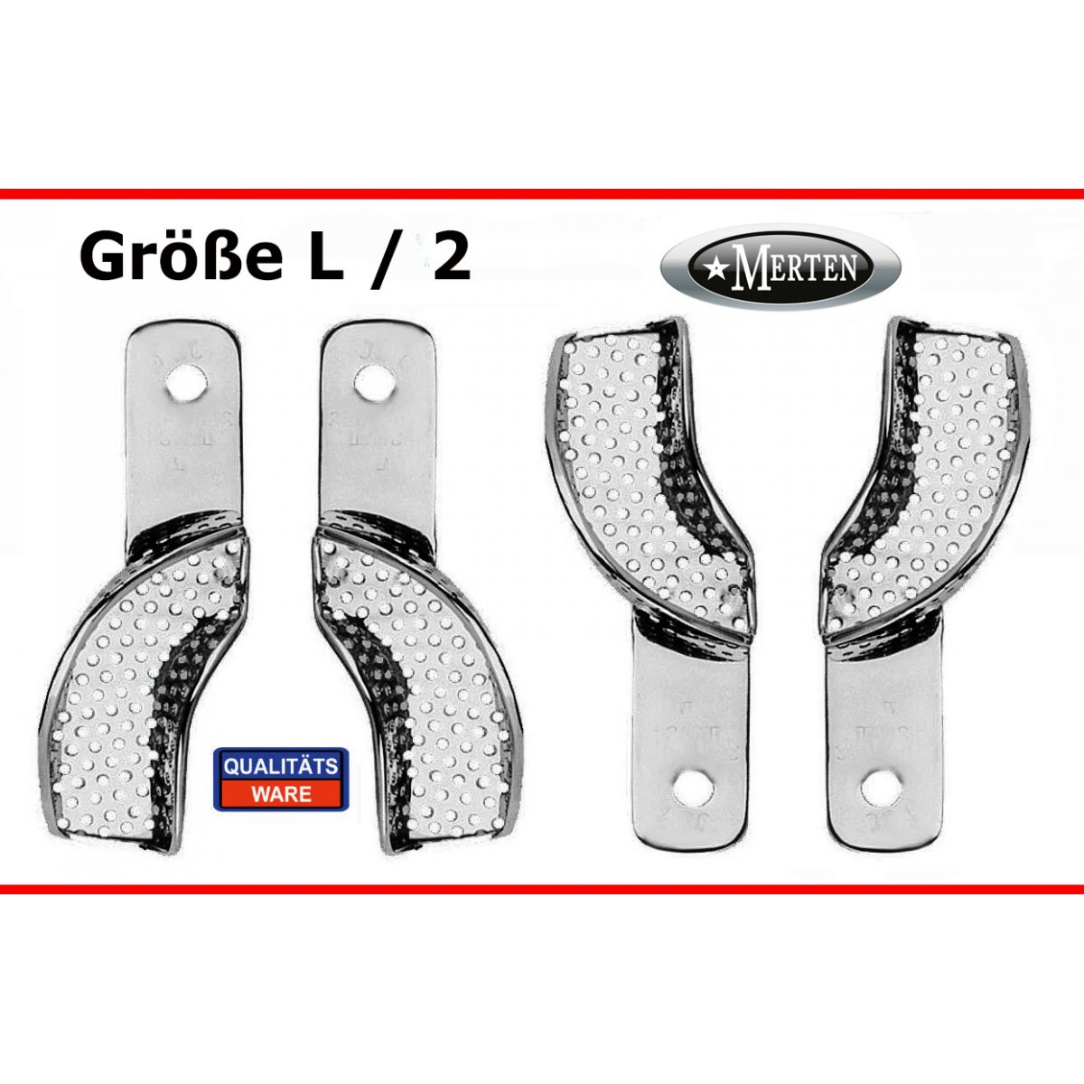 Abdrucklöffel Größe L Rimlock, partiell perforiert, 4 Stück