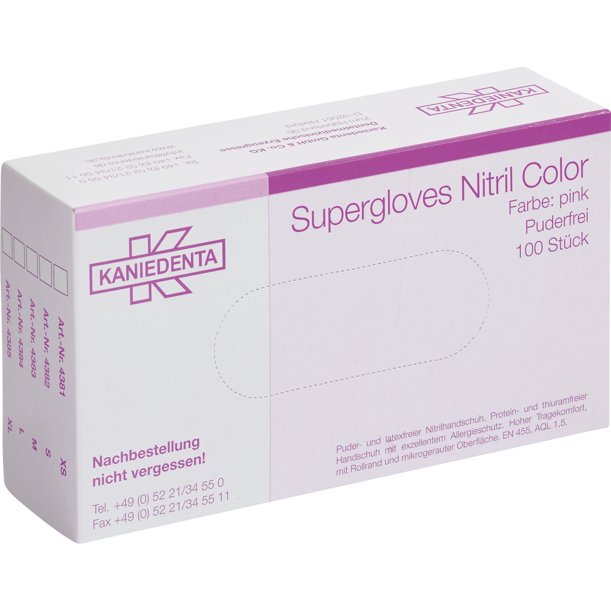 Supergloves NITRIL PINK, Größe S, Latex- und puderfreier Nitril-Handschuh, Spenderbox à 100 Stück