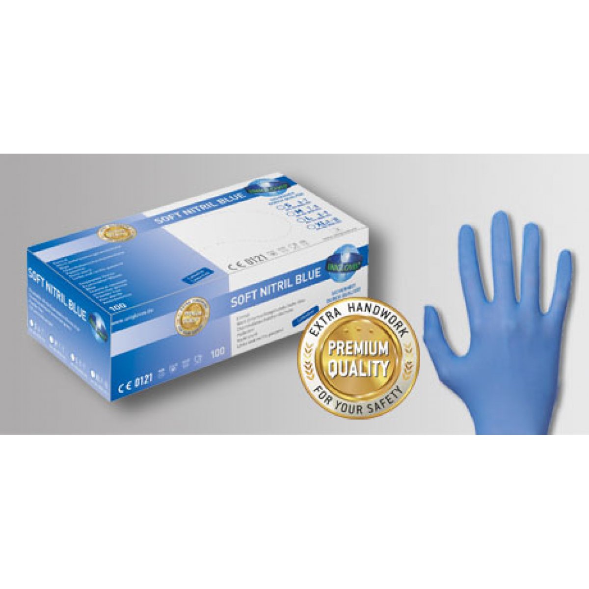 Soft Nitril Blue Premium, Einmalhandschuhe, puderfrei, Größe M, Packung à 100 Stück